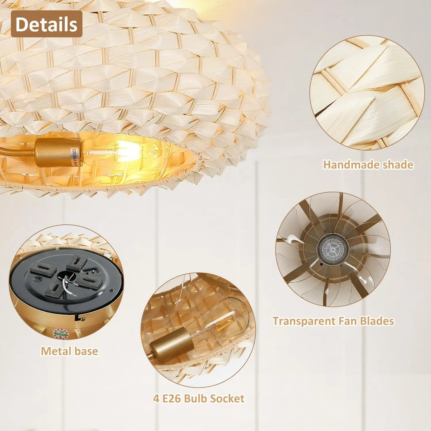 2024 New Remote Control Silent Invisible Fan Light LED Ceiling Fan Light Bedroom Living Room Energy saving and Energy saving