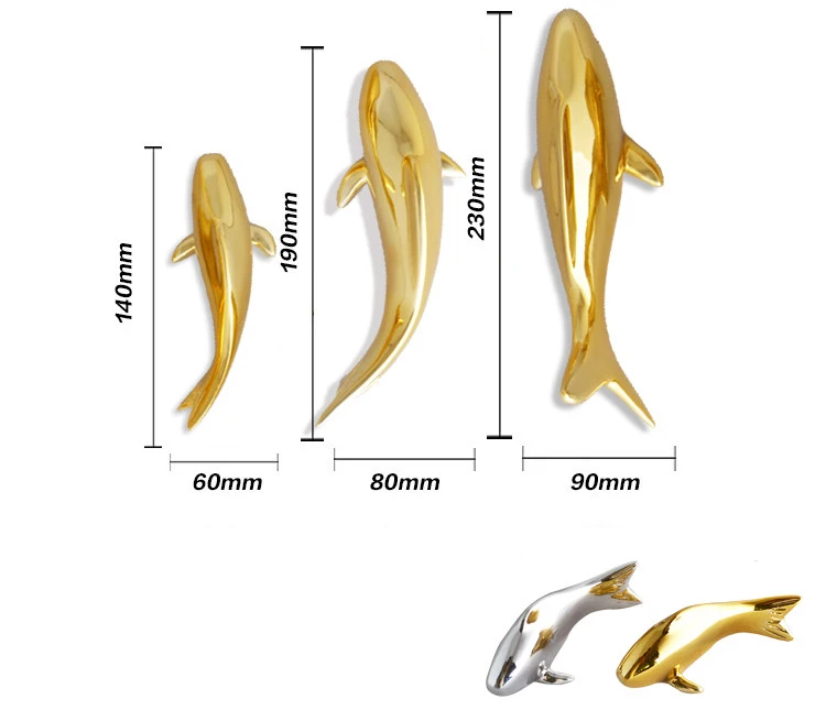 

Gold Silver Metallic Fish Sculpture Resin Electroplated 3D Wall Art for Living Room Modern Decor 3 Sizes