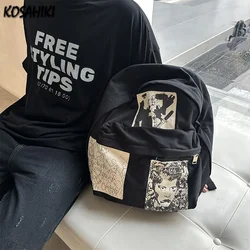 Personality All Match Ins Students Schoolbags Fashion Patchwork Streetwear  Women Trendy Y2k Harajuku Preppy Rucksacks