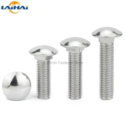 2/5/10pc M4 M5 M6 M8 M10 M12 Steel GB12 DIN603 Truss Round Head Square Neck Carriage Screw Coach Bolt for Shelf Desk L= 10-100mm