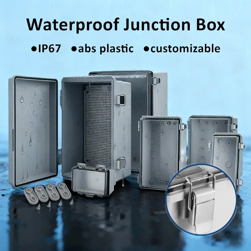 IP67 Waterproof Plastic Junction Box ABS Outdoor Electronic Instrument Project Distribution Box Wire Enclosure Various Sizes