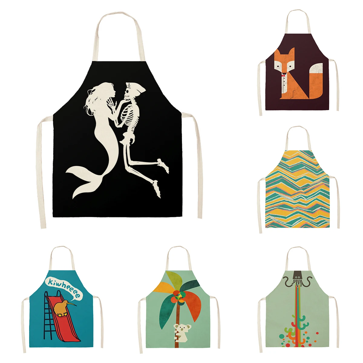 

Женский кухонный фартук, животное, картина маслом, стиль, ресторан, шеф-повар, парикмахерский водонепроницаемый фартук для мужчин и детей, картина