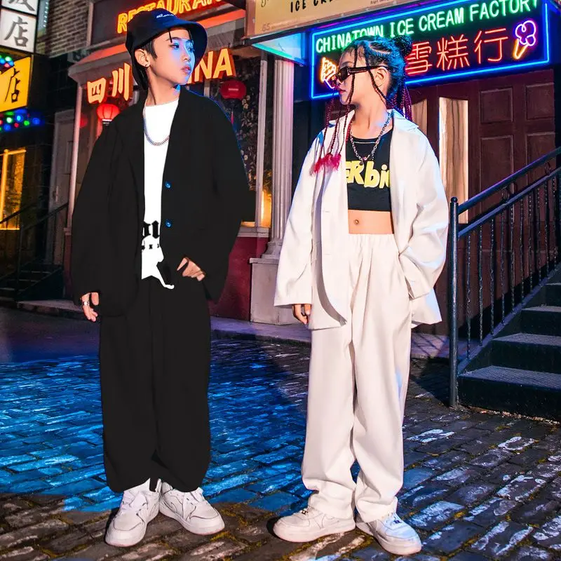 Traje de Hip Hop para niños, chaqueta holgada para niñas, pantalones de baile callejero, conjuntos de ropa, pantalones de chándal para niños, ropa de calle para adolescentes, camiseta sin mangas de Jazz para niños