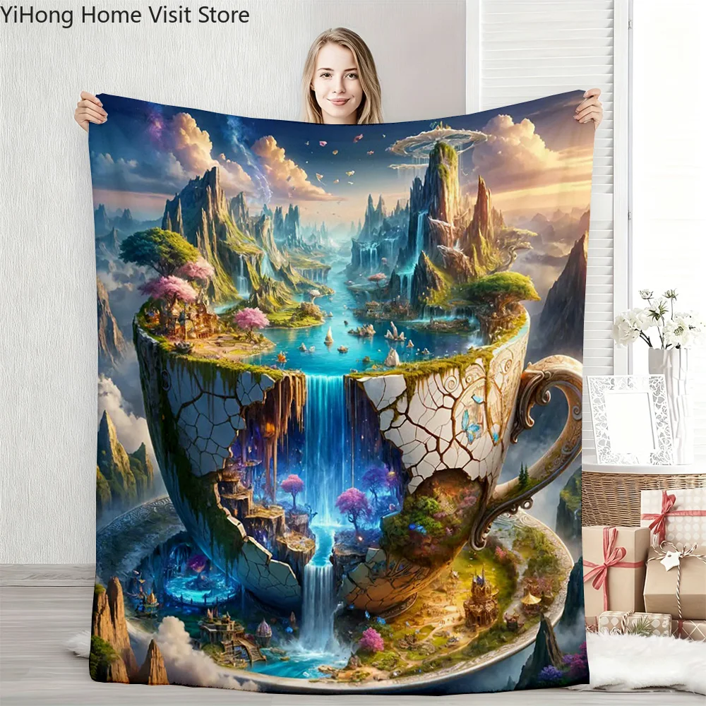

1PC Landscape Abstract printed blanket Warm Flannel Blankets Soft and Comfortable Home Travel Blanket bed linings Birthday Gift