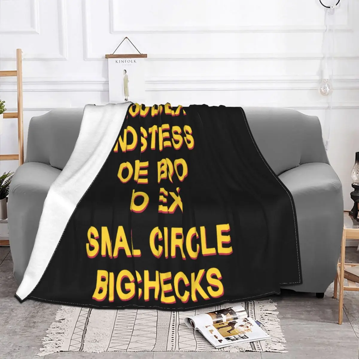 Funny Good Sex No Stress One Boo No Ex Small Circle Big Checks Letter Print Back Eu Size Cotton Throw Blanket