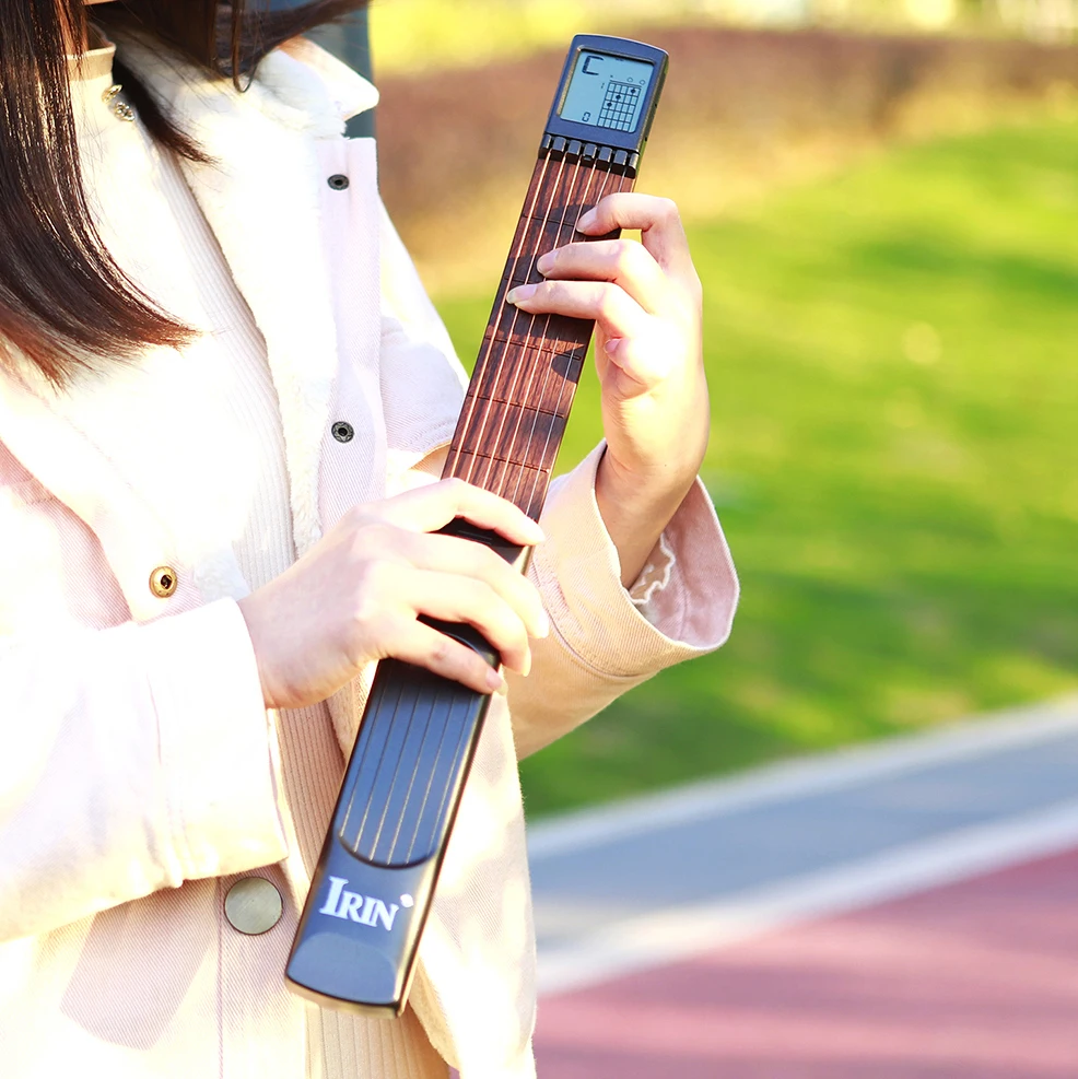IRIN 6 Strings Pocket Guitar Chord Trainer Guitar Practice Tool 6 Frets Guitar Finger Trainer for Guitar Beginner Exercises