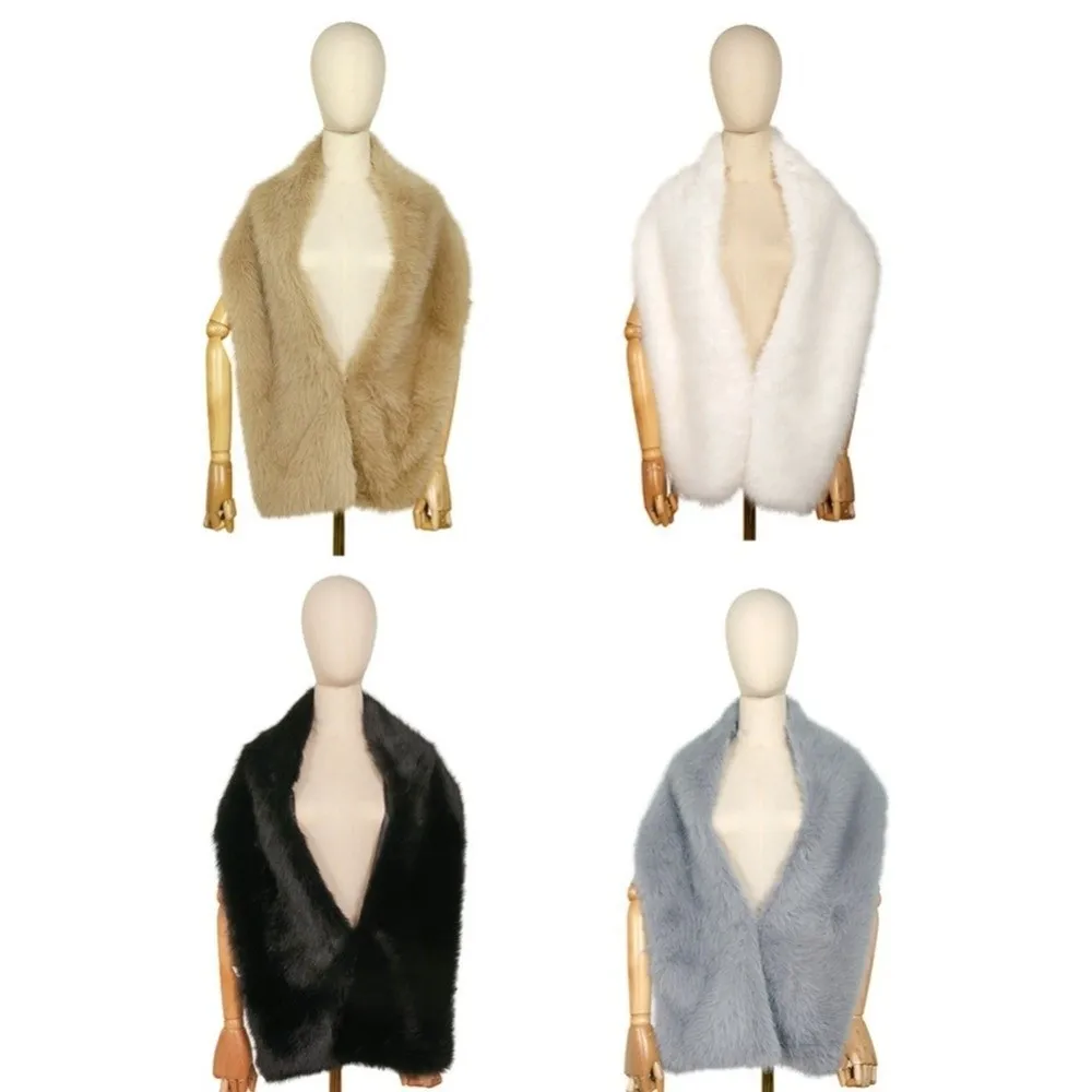 عادية بلون أفخم شال الكورية نمط لينة عباءة فو الفراء والأوشحة الدفء الرقبة التفاف العروس الكتف وهمية طوق الزفاف