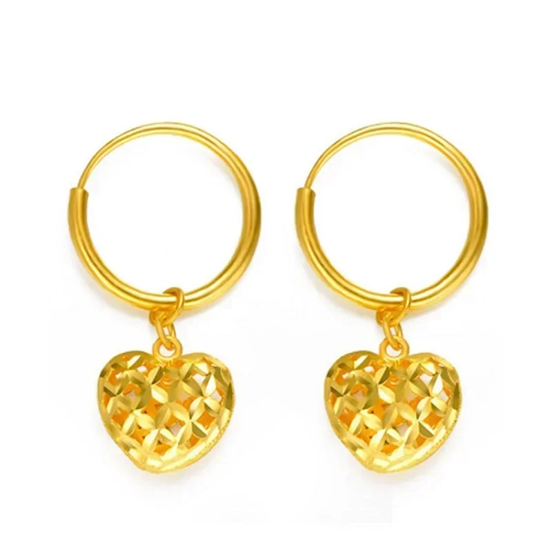 Boucles d'oreilles en or véritable 24 carats, boucle d'oreille fleur et feuille, boucle d'oreille solide, tempérament, boutique d'or, 999, fortune 262