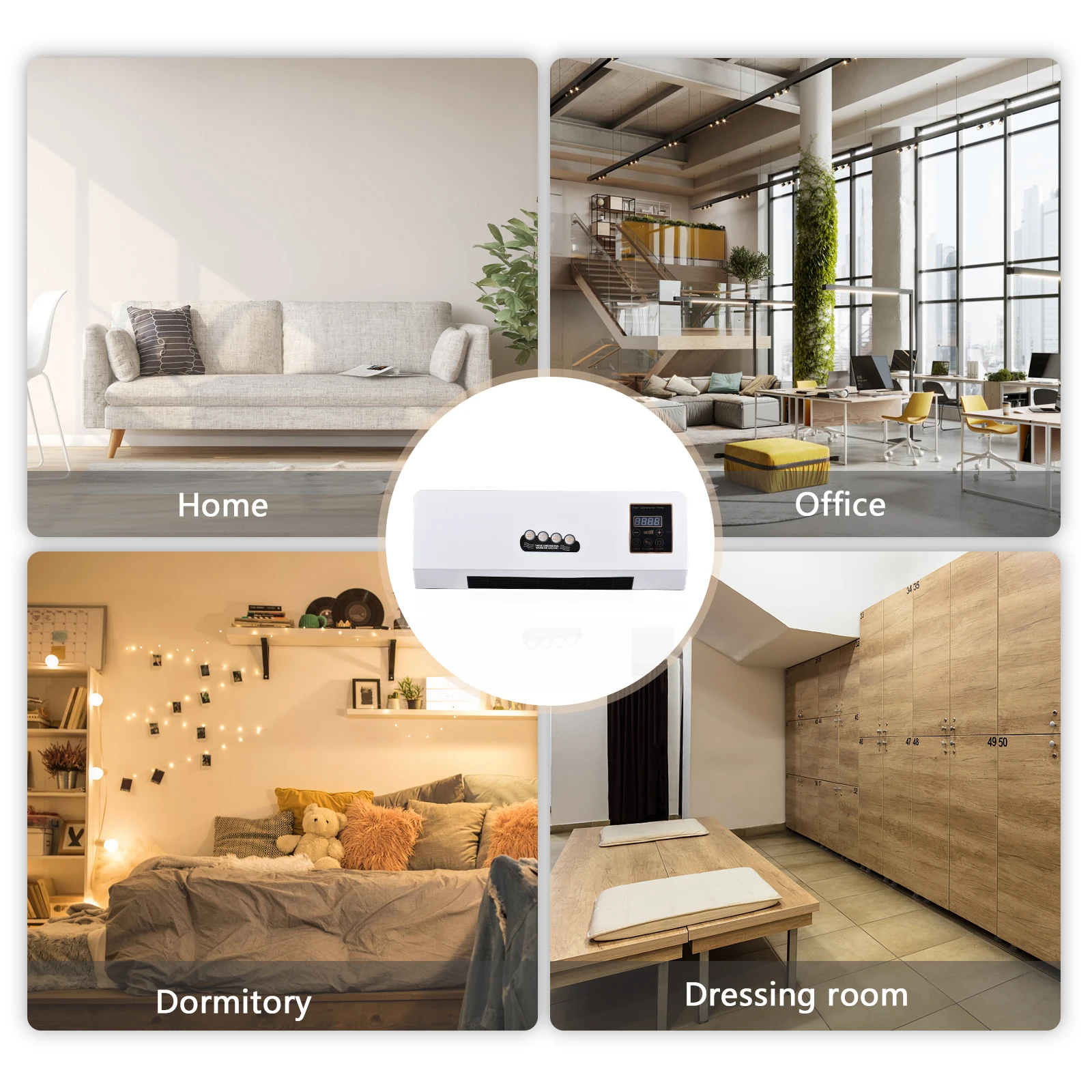 2-in-1 Air Conditioner Heater and Fan Combo Timing Wall Mounted Electric Fan and Space Heater Remote Control for Dormitory Home image 3