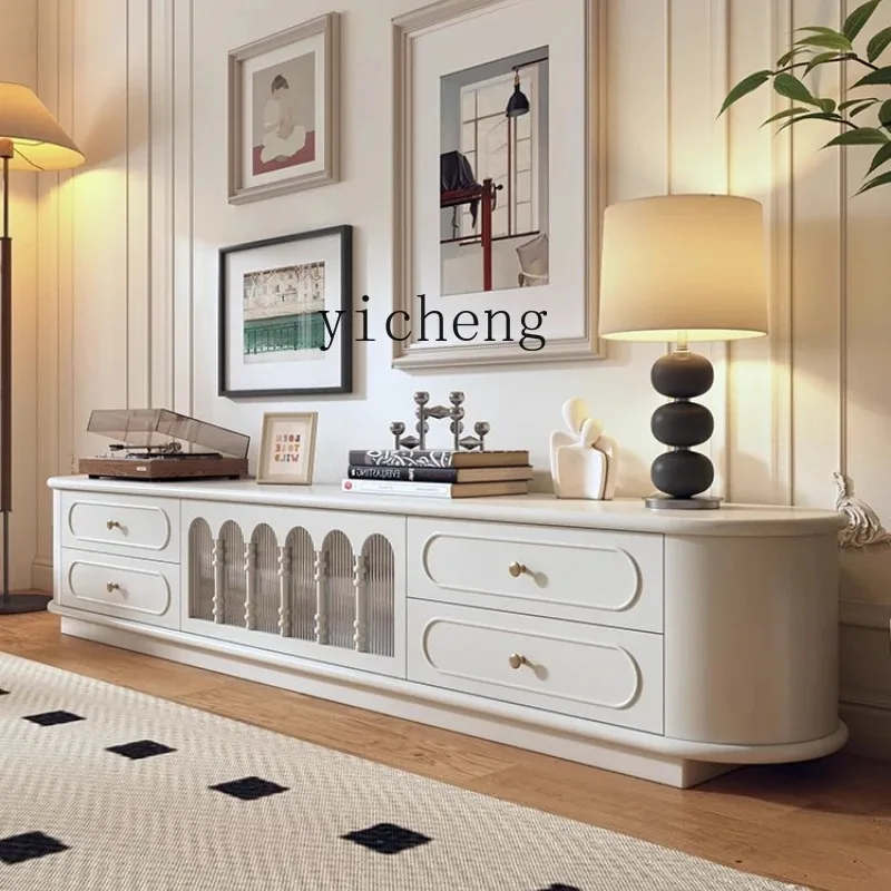 Gz-21 TV Cabinet Floor-to-ceiling Solid Wood Living Room Household 43cm High Hidden Socket Short Model