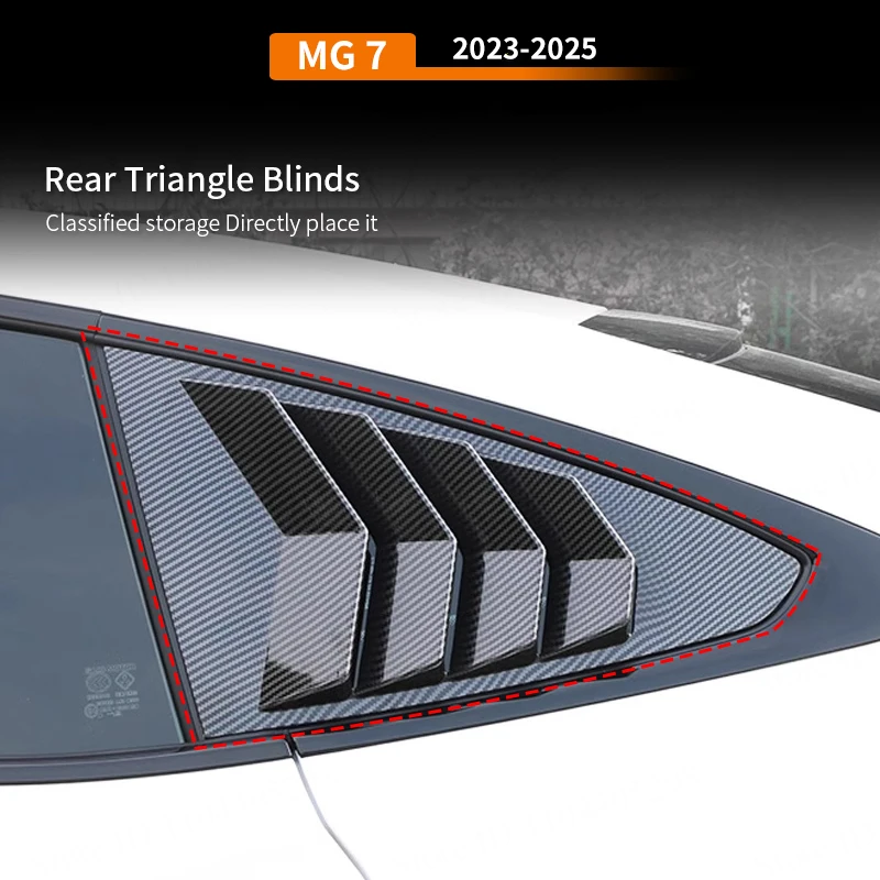 

For MG 7 2023-2025 Car Rear Louver Window Side Shutter Cover Trim Sticker Vent Scoop ABS Carbon Fiber Black Auto