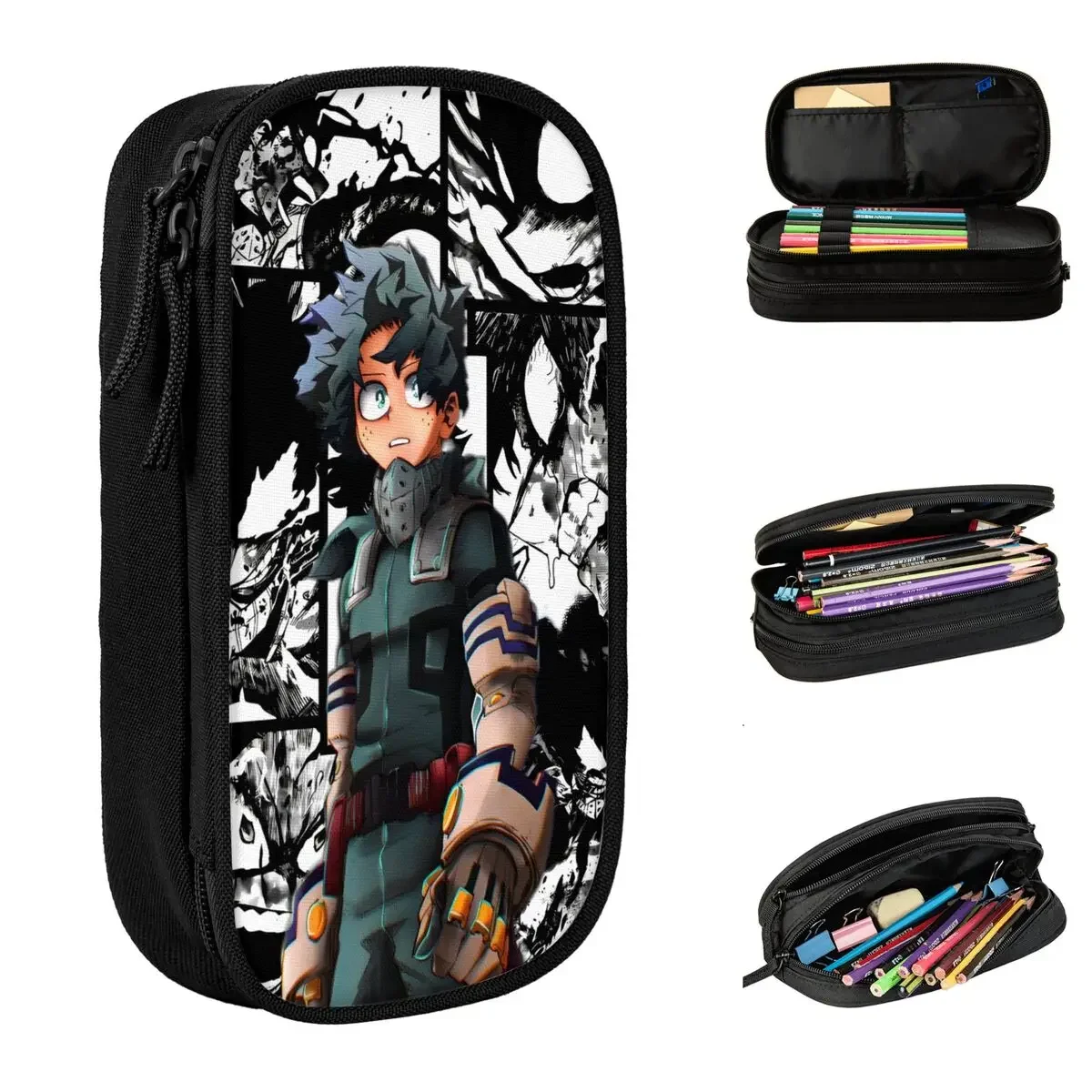 

My Hero Academia Izuku Midoriya Pencil Cases Anime Pencil Pouch Pen Holder for Girl Boy Big Capacity Pencil Bags School Supplies
