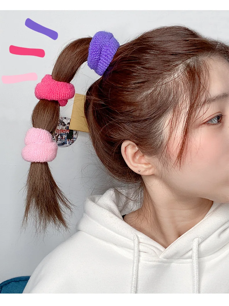 1pc/12pcs Fashion Candy Color Hair Rope Scrunchie New Cute Female Girl High Stretch Hair Ring Headwear Accessories