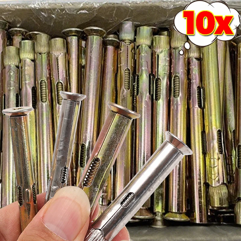 

10Pcs Self Tapping Stainless Steel Screws Cross Flat Countersunk Head Expansion Bolt Tube Drilling Plugs Wall Anchors Fasteners