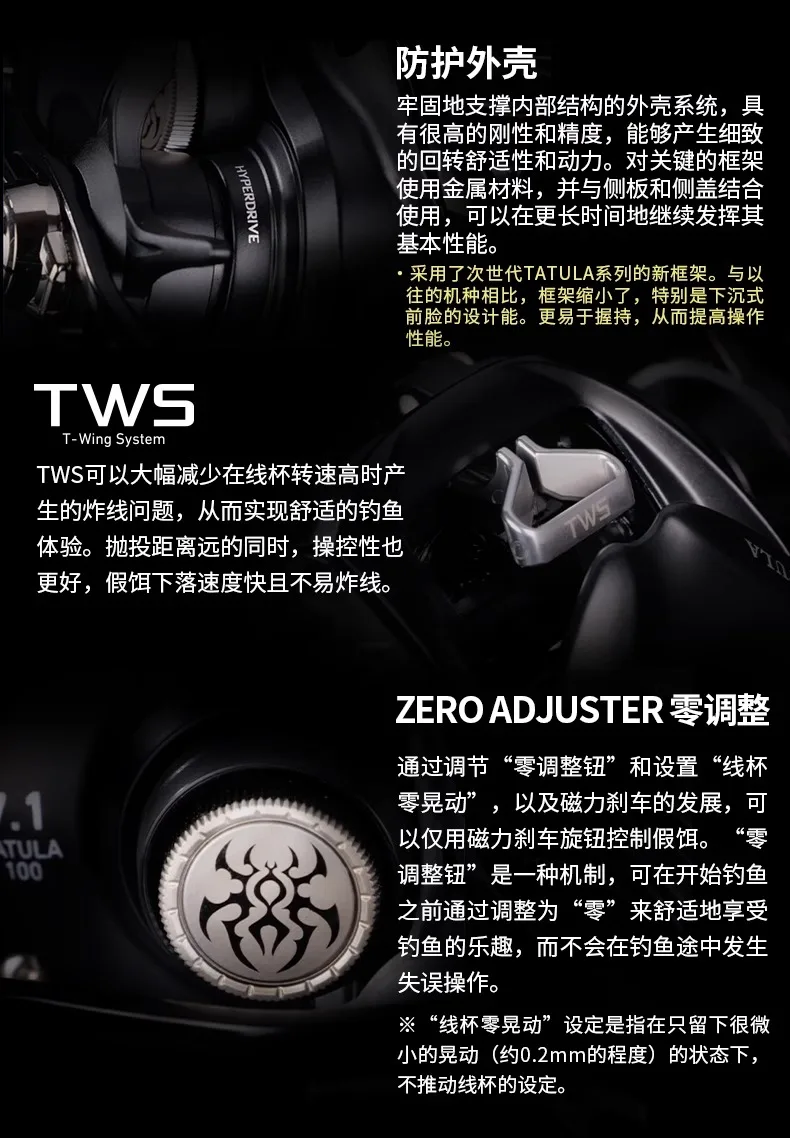 2024 NEUE DAIWA TATULA TW100 Angelrolle Baitcast-Rolle 7+1BB Drag 5KG TW 100 – Detail 4