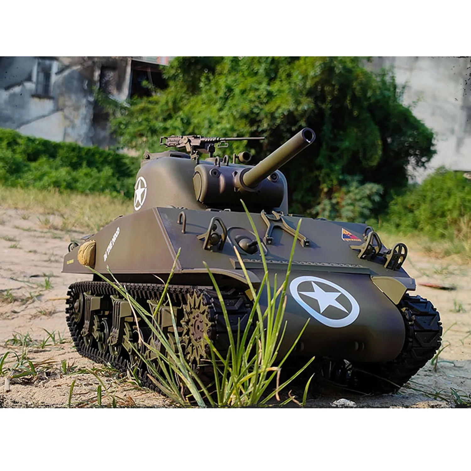 플라스틱 헝롱 1/16 7.0 RC 탱크 M4A3 셔먼 3898 320 °   터렛 배럴 리코일 BB IR 스모킹 스틸 기어박스 배터리 2.4G 라디오