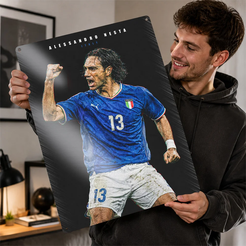 Alessandro Nesta Football Textured Poster Customized Metal Tin Sign Club Legacy Style Wall Art Ideal For Home Gym Or Game Room