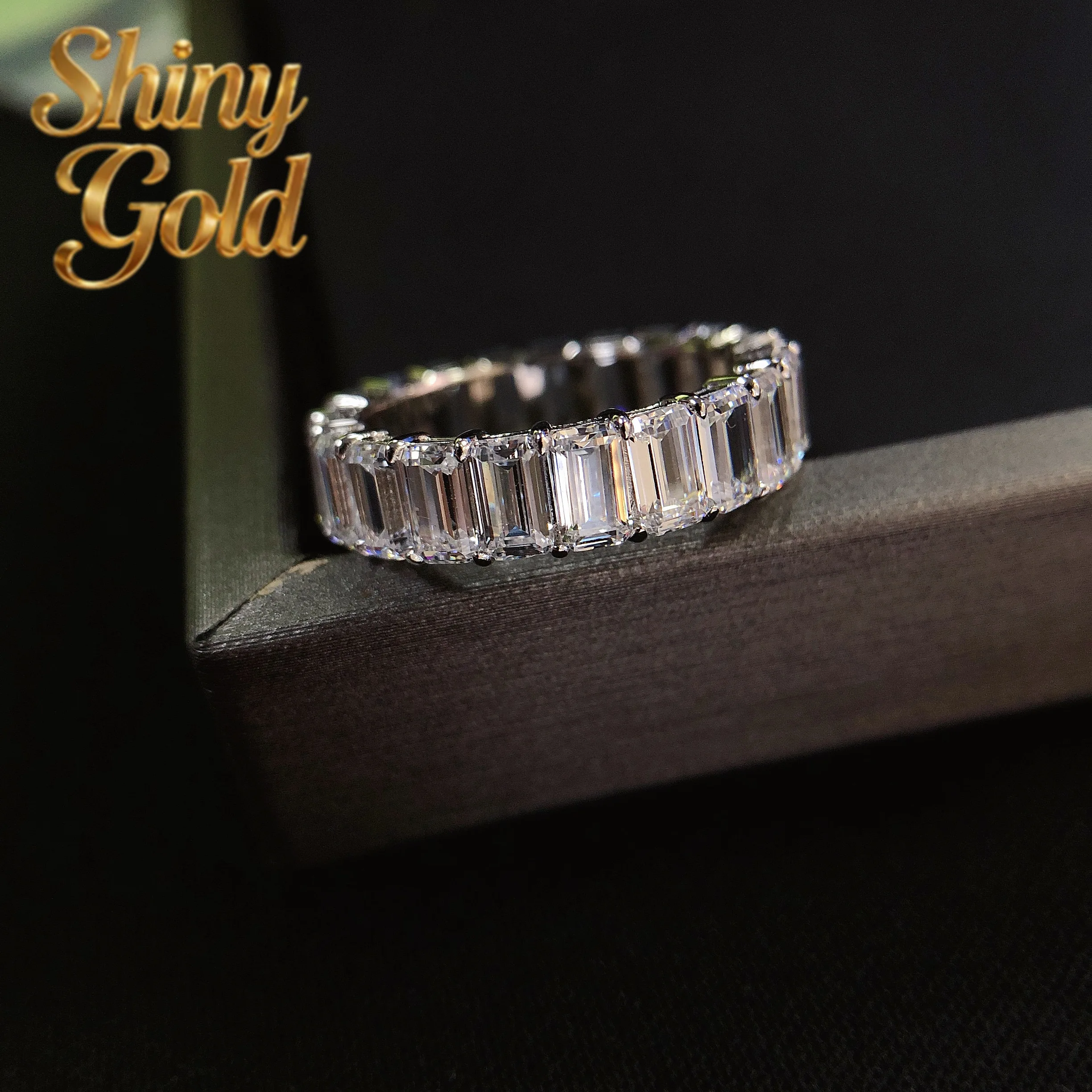 

ShinyGold 0.5Ct Each Single Stone Emerald Cut Diamond Engagement Ring For Women Wedding Jewelry Solid Platinum 950 Ring R156