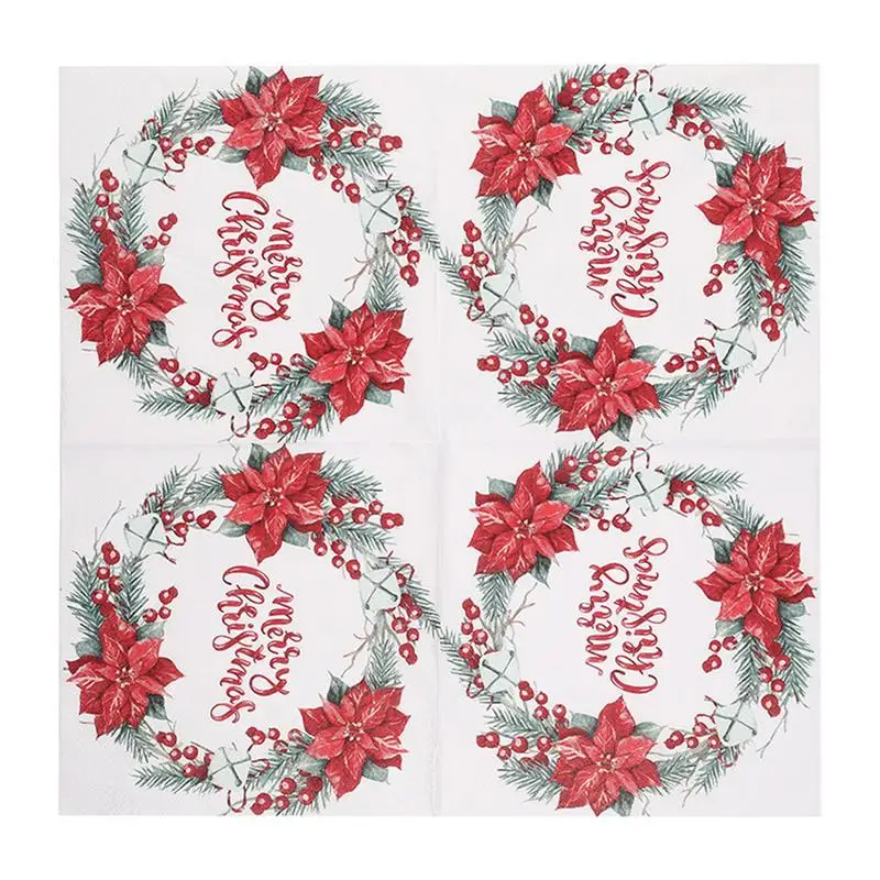 Christmas Printed Napkins Christmas Theme Printing Paper Towel Christmas Design Paper Napkins Tableware Decor Paper Napkins For