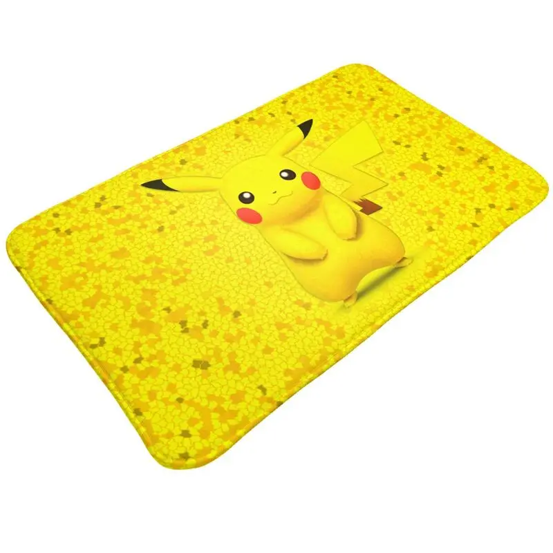 Custom Cartoon Animation Pokemon Pikachu Front Door Mat Anti-Slip Indoor Waterproof Doormat Kitchen Balcony Entrance Rug Carpet