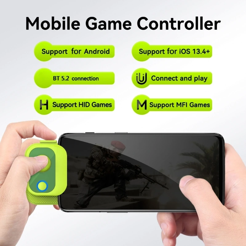 Portable Gaming Joystick AoBing Mini Mobile Game Controller Buit-in Type-C Cable for COD  Game for Peace and more Games