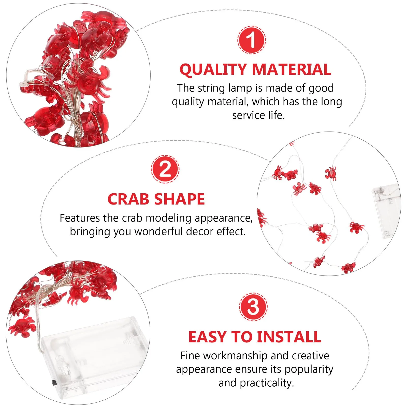 

20 LED Crab String Light Lamp Decorative Outdoor Garden Yard Warm Lighting Ornament String Light