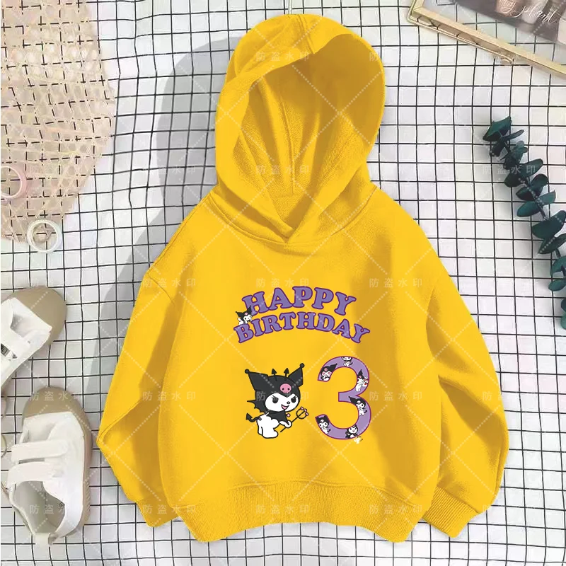 CaricMobKulomi-Sweat à capuche de dessin animé pour enfants, vêtements pour petites filles, haut Kawaii pour enfants, anniversaire, numéro 3-12, coréen, 2024