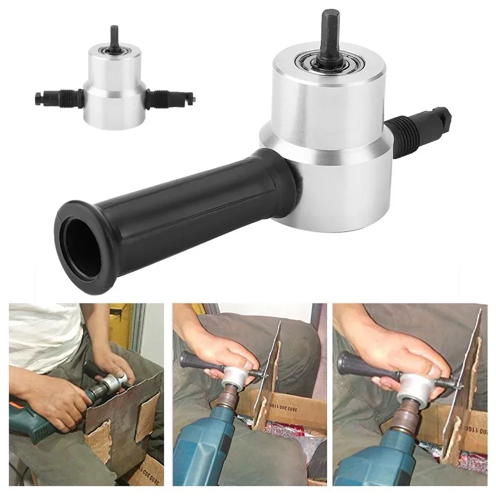 

Electric Drill Attachment Modification Plate Punch Scissors Adjustable Metal Sheet Cutter Double Head Iron Nibbler Cutting Tool