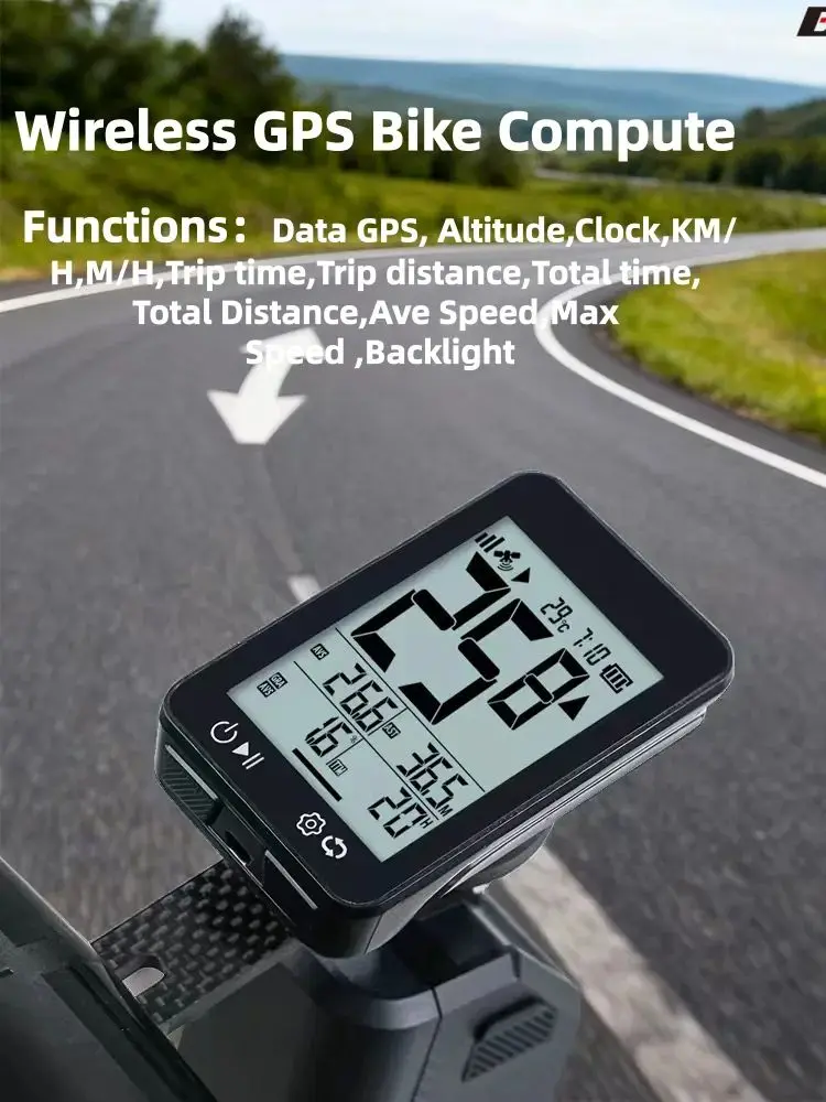 Fahrradcomputer GPS Wireless Radfahren Kilometerzähler Stoppuhr Tracker LCD-Bildschirm mit Hintergrundbeleuchtung Halterung Fahrradzubehör