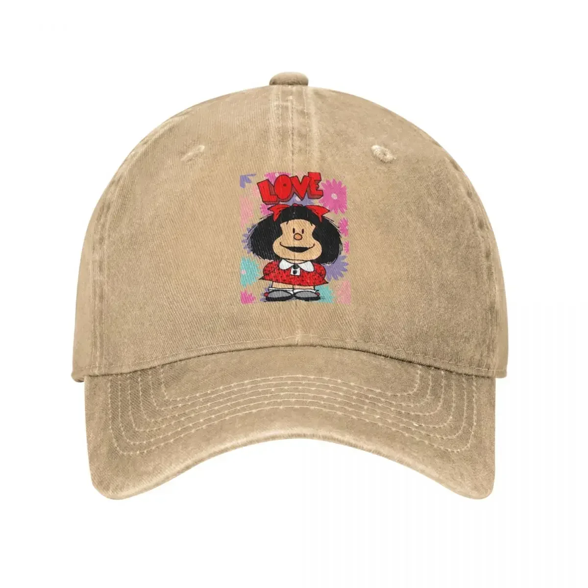 

Love Mafalda Flowers Men Women Baseball Cap Cartoon Distressed Washed Caps Hat Outdoor Workouts Unstructured Soft Headwear