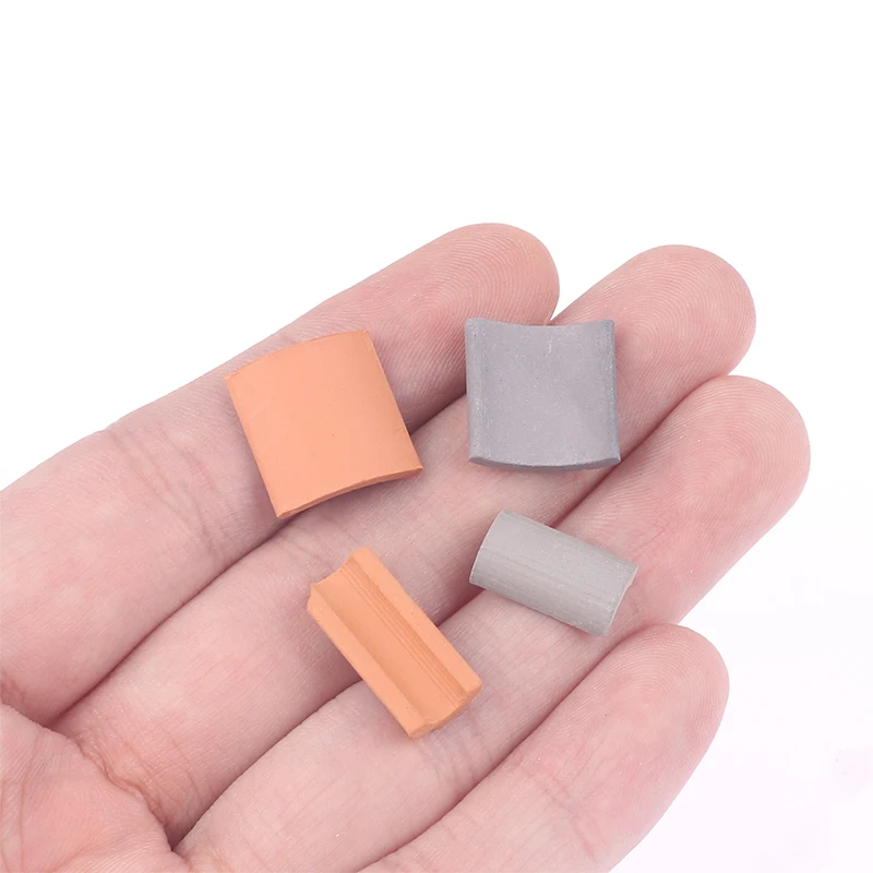 60 Pieces Roof Tiles Building Set Miniature Tiles Mini Dollhouse Shingles Fake Tile Dollhouse Kitchen Garden Accessories