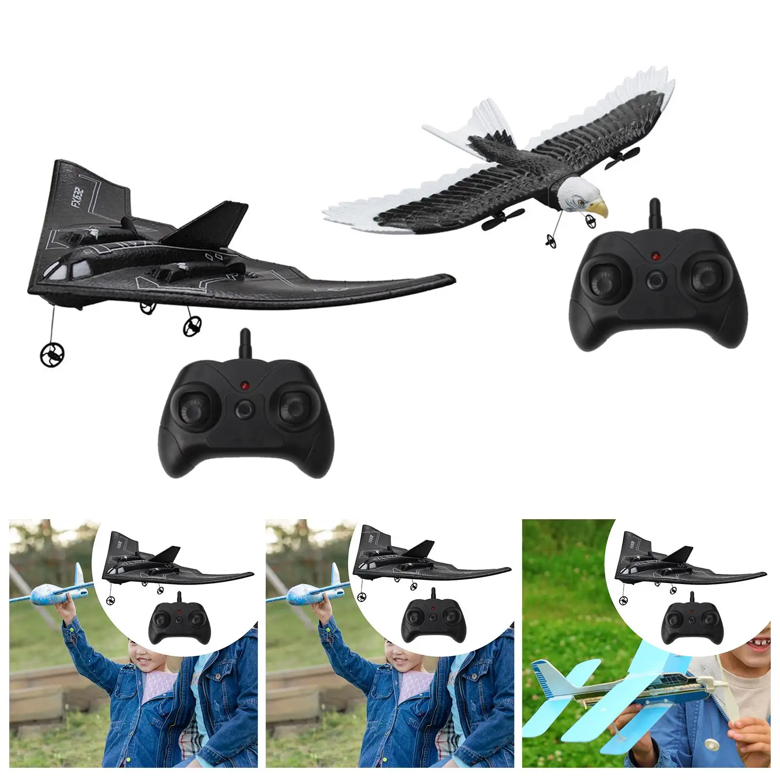 Afstandsbediening Vliegtuig RC Vliegtuig voor Kinderen Jongens Gift Anti Vallen Draagbare RC Zweefvliegtuig met Licht Vechter Model voor 6-12 Jaar