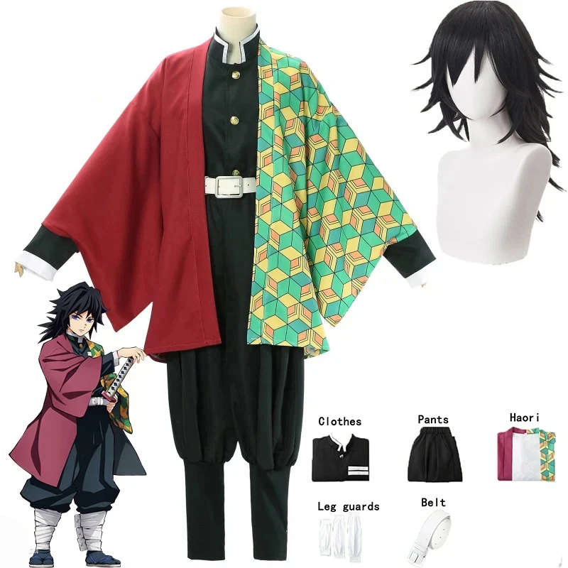 154552 Anime Tomioka Kimetsu Giyuu costume wig cosplay kimono men and women Halloween costume view 3
