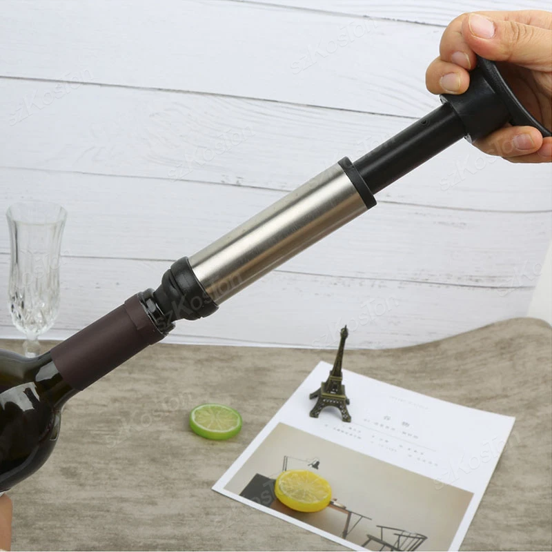 Vacuum Pump Preserver Wine Saver Set Vacuum Wine Stoppers for White / Beer Wine Stainless Steel Keep Wine Fresh
