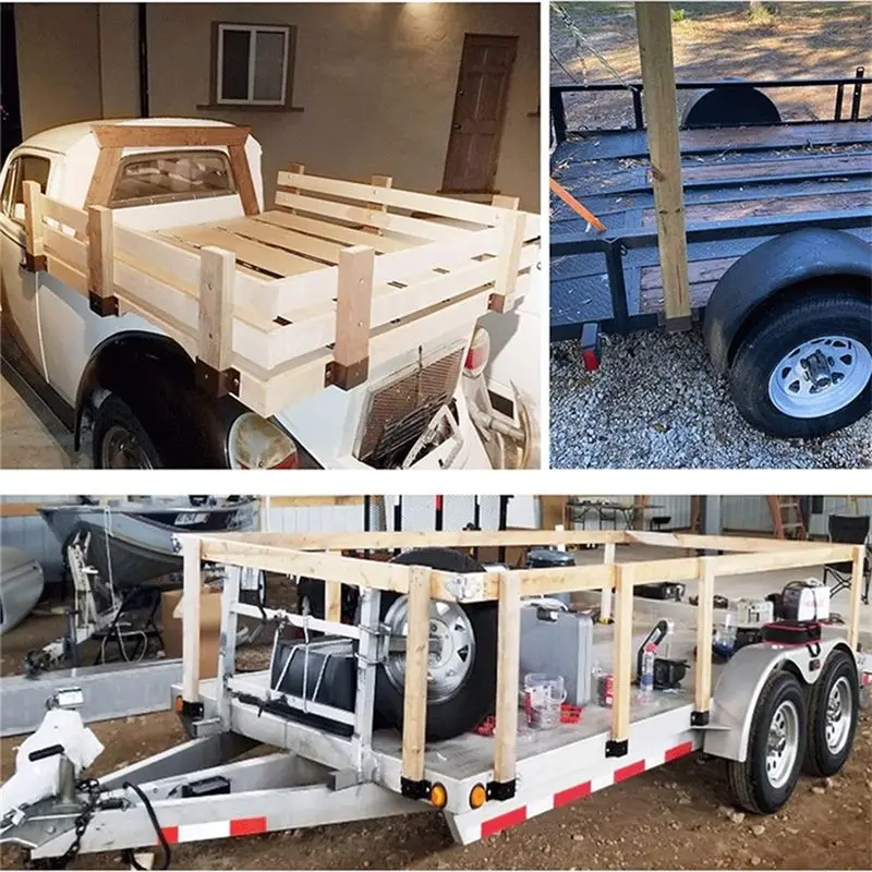 A84E-4Pcs Trailer Stake Pocket Bracket Trailer Stake Bracket Included Mounting Bolts And Nuts Trucks Trailer Bracket
