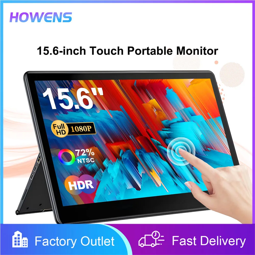 15.6 Inch Portable Touch Display With Stand FHD 1080P For PC Mobile Phone and Laptop Full Screen Touch Gaming Expansion Display