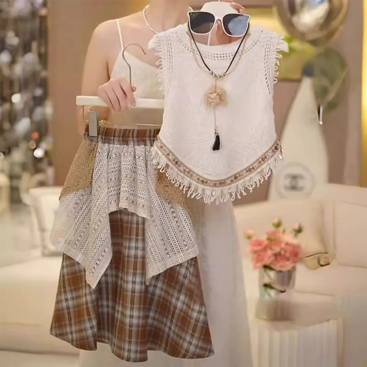 Girls Super Beautiful Skirt Set Children Bohemian Ethnic Style Summer 2026 New High-end Summer Fashion Trend Two Piece Set