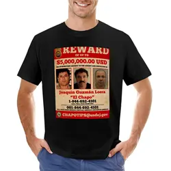 El Chapo wanted T-Shirt summer tops summer top oversized t shirt men