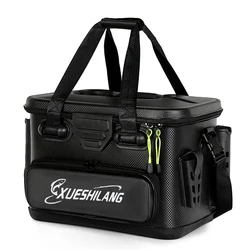 EVA Fishing Tackle Box Multifunctional Fishing Barrel Box High-Capacity Durable Sticker Design with Handheld for Angler Supplies