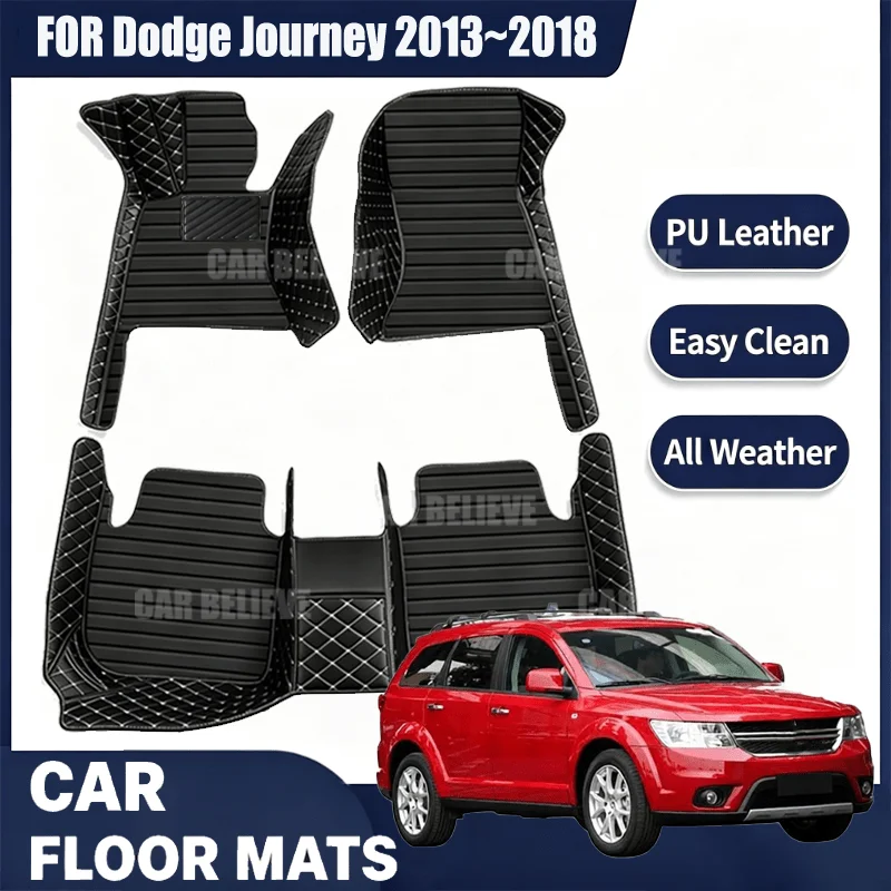 For Dodge Journey 2013~2018, simple and luxurious imitation PU leather car mats, durable, stain resistant, easy to clean