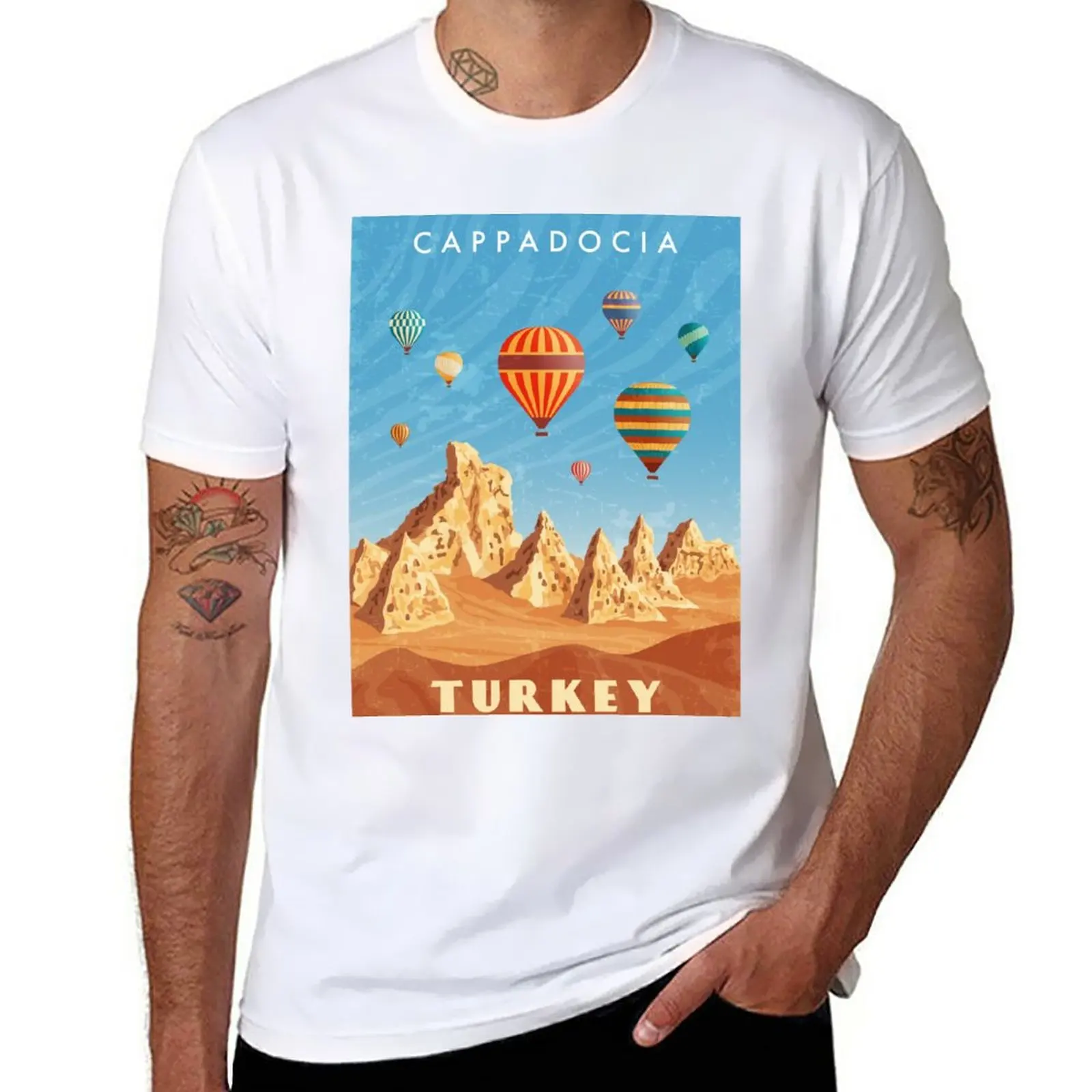 

New Turkey, Cappadocia - Retro travel minimalistic poster T-Shirt t shirt man t-shirts man summer tops mens workout shirts