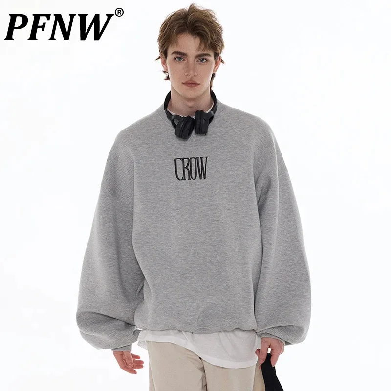 

PFNW Letter Embroidered Silhouette Male Sweatershirt New High Street Round Neck Long Sleeve Pullover Loose Tops Autumn 28W4358