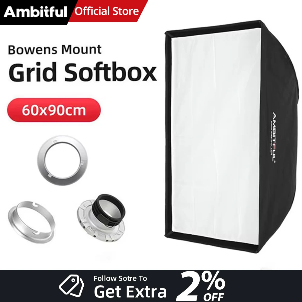 

AMBITFUL 24"x 35" 60 x 90cm Softbox with Bowens or or Elinchrom Mount Softbox for Studio Strobe Flash Light
