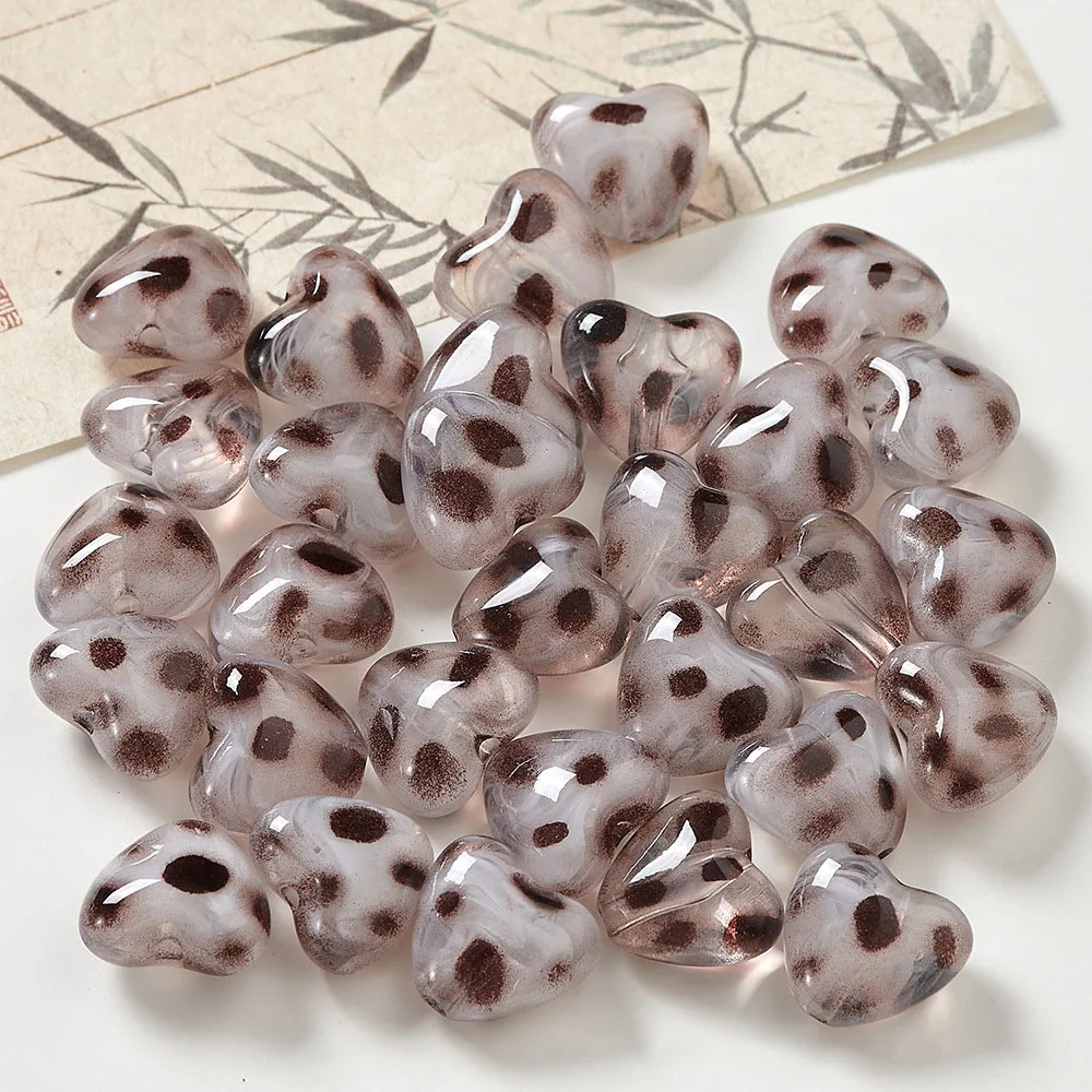 10 Stück Acryl-Perlen mit Leopardenmuster, herzförmig, Stern, unregelmäßige gerade Löcher, lose Perlen, DIY-Schmuckzubehör für die Herstellung von Armbändern – Detail 9