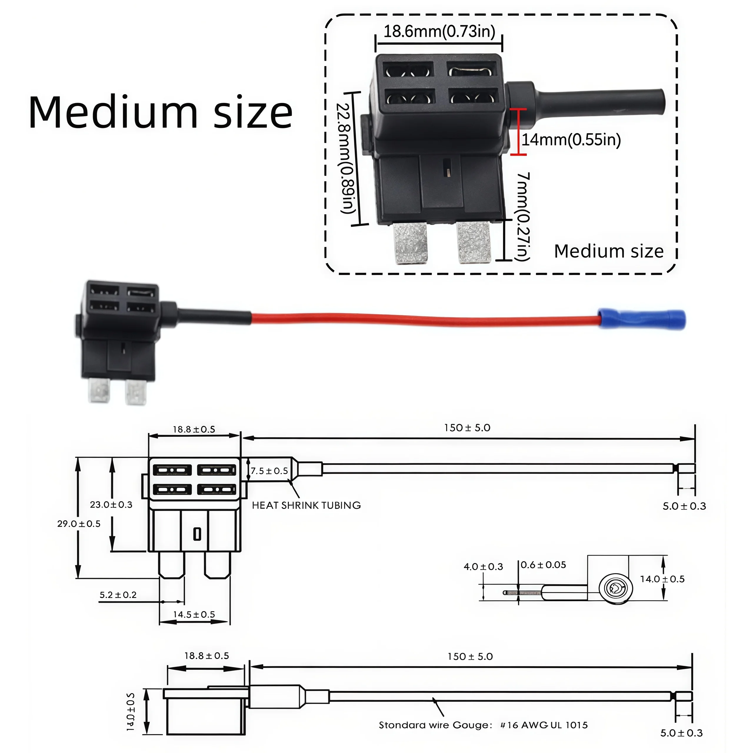 5er-Pack Add-a-Circuit-Adapter APM Tap Mini Blade Micro 12V Auto-Sicherungshalter Auto-Motor-Versicherungs-ATM-Adapter – Detail 8