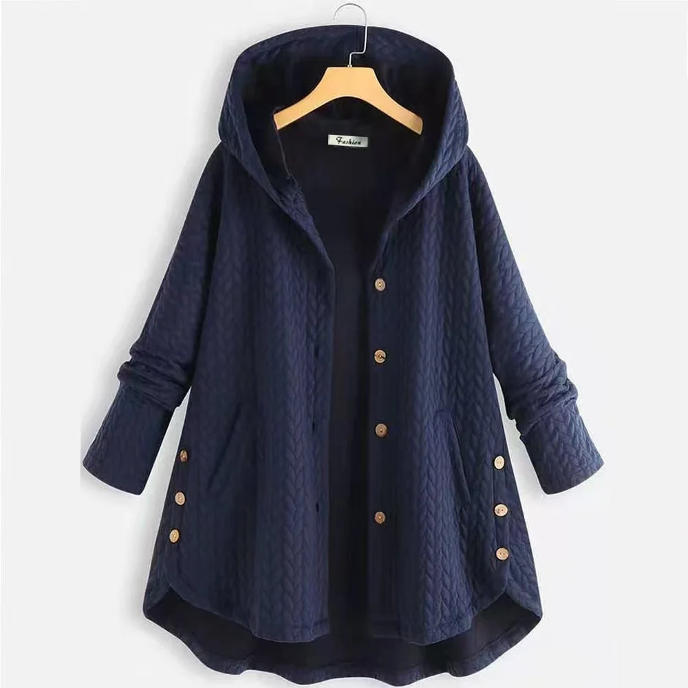 

Faionable Autumn Winter Women's Hoodie with Button Detailing Comfortable Loose Fit Long Sve Polyester Casual Outerwear