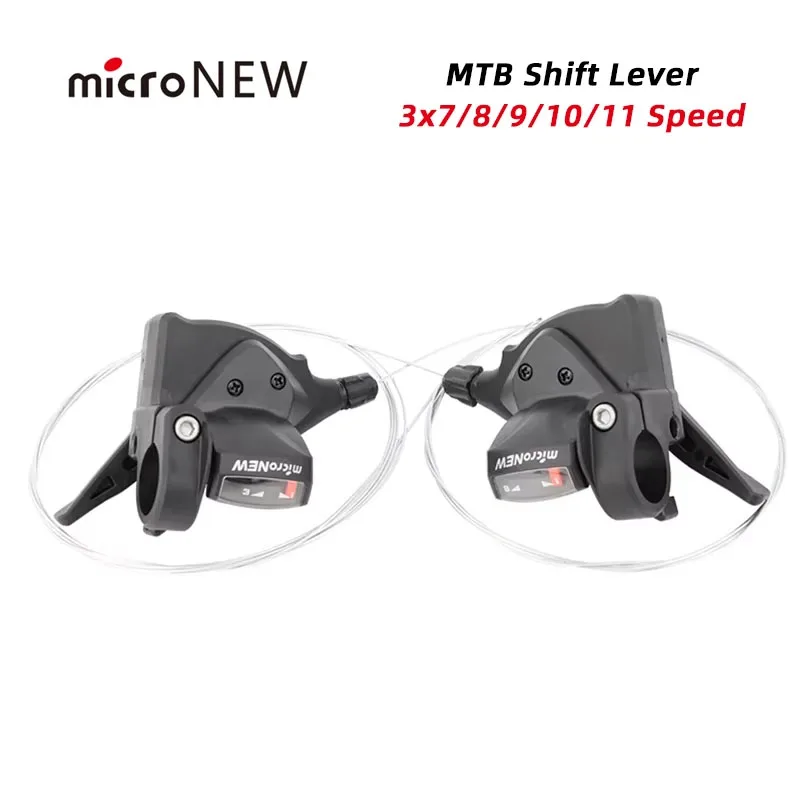 MicroNEW Fahrrad-Schalthebel 3x7 3X8 3X9 3X10 3X11 Gang Vorder- und Rückschalthebel Mountainbike-Schalthebel Mountainbike-Fahrradteile
