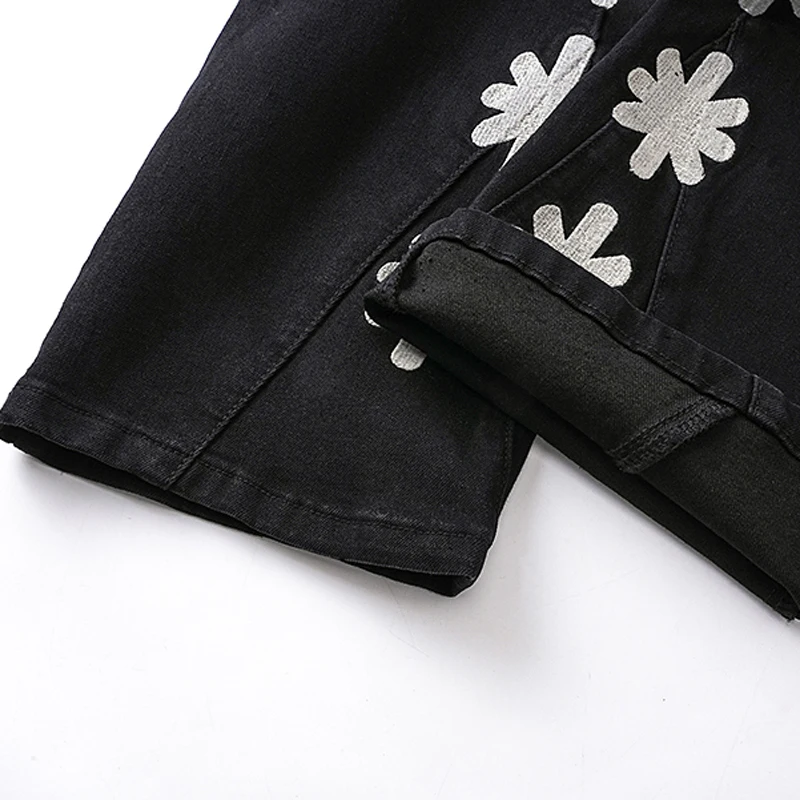 Nouveau American High Street LOST SHDWS jean brodé lavage rétro noir hommes Micro évasé Stretch Lostshdws Denim pantalon