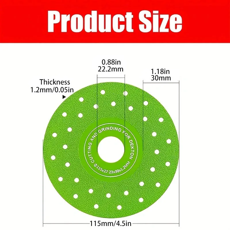 Upgraded Rock Slab Cutting Disc, 4.5 in Rock Slab Flat Grinding Cutting Piece, Glass Cutting Disc, Diamond Chamfered Saw Blades