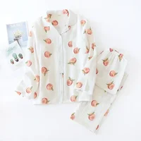 New large size pajamas women cotton crepe home service cotton long sleeve trousers suit simple and comfortable summer and autumn - Image 5